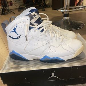 White and French blue Jordan 7’s